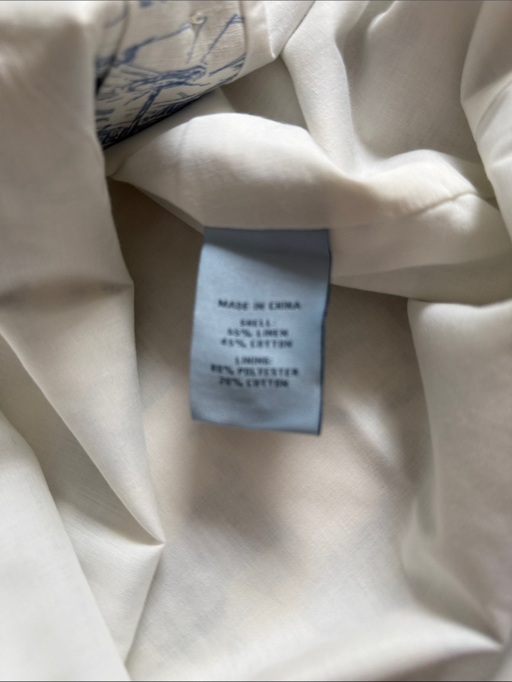 Button-Front Cream and Blue Toile Midi Skirt with Belt - Picture 5 of 5